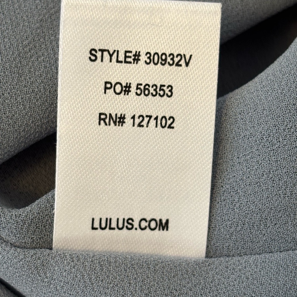 Lulu's Moonstruck Slate Blue Satin Tiered Long Sleeve Mini Dress Size S V-Back - Picture 7 of 13